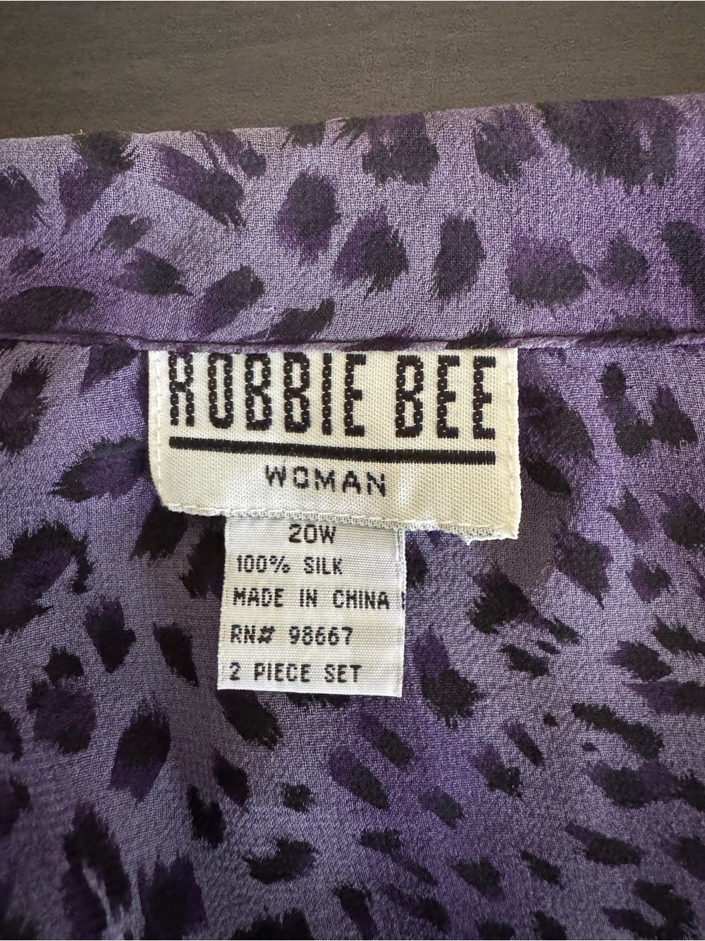 ROBBIE BEE Purple Leopard Silk Dress Set 2X EUC - Picture 7 of 7